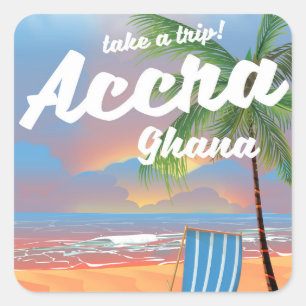 Accra Ghana Strand Reiseplakat Quadratischer Aufkleber