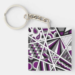 Ace Asexual Prix Zen Doodle Modernes Abstraktes Pu Schlüsselanhänger