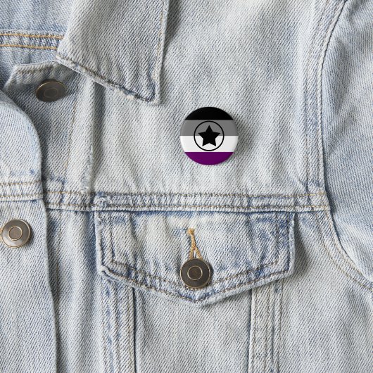 Ace/asexual-stolz-Flag mit einem Stern in einem Kr Button (Beispiel)