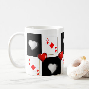 Ace Diamond Red Hearts Tasse