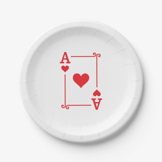 Ace Hearts Anzug spielen Karten modern Pappteller (Vorderseite)