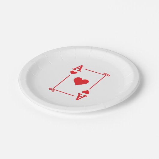 Ace Hearts Anzug spielen Karten modern Pappteller (Schrägansicht)