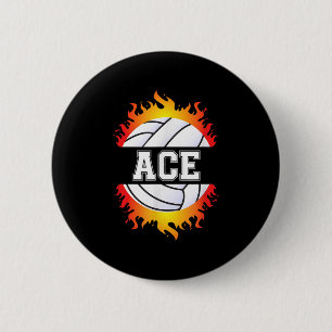 Ace Name Volleyball Player Boys Ball and Net Sport Button