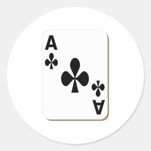 Ace of Clubs Playing Card Runder Aufkleber (Vorderseite)