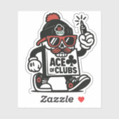 Ace of Clubs Street Mascot — Poker Grind Crew Aufkleber (Blatt)