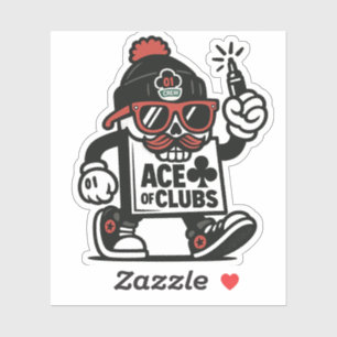 Ace of Clubs Street Mascot — Poker Grind Crew Aufkleber