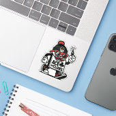 Ace of Clubs Street Mascot — Poker Grind Crew Aufkleber (Laptop mit iPhone)
