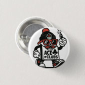 Ace of Clubs Street Mascot — Poker Grind Crew Button (Vorne & Hinten)