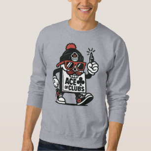 Ace of Clubs Street Mascot — Poker Grind Crew Sweatshirt