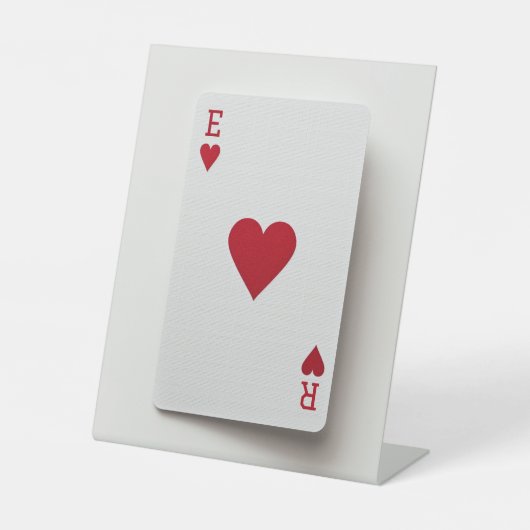 Ace of Hearts Card - Initials-Zeichen Sockelschild (Vorderseite)