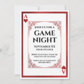 Ace of Hearts Game Night Playing Card Einladung (Vorderseite)