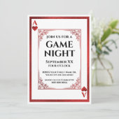 Ace of Hearts Game Night Playing Card Einladung (Stehend Vorderseite)