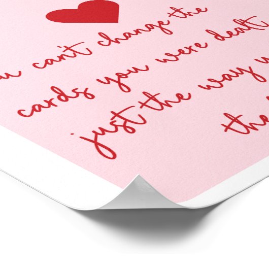 Ace of Hearts Poker Pink Ästhetisches Zitatposter Poster (Ecke)