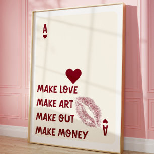 Ace of Hearts Poster Make Liebe Make Art Typografy