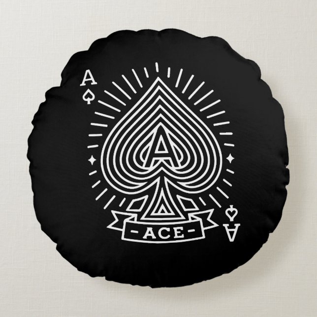 Ace of Spades - Monoline Sonnenbrust Emblem Rundes Kissen (Vorderseite)