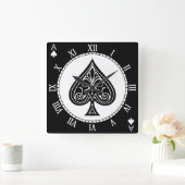 Ace of spades, playing card, poker, blackjack quadratische wanduhr (Zuhause)