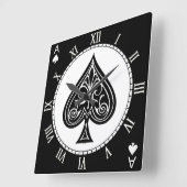 Ace of spades, playing card, poker, blackjack quadratische wanduhr (Winkel)