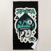 Ace of Spades — Tropfen-Skull Katakana Strandtuch (Vorderseite)