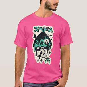 Ace of Spades — Tropfen-Skull Katakana T-Shirt