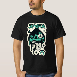 Ace of Spades — Tropfen-Skull Katakana T-Shirt