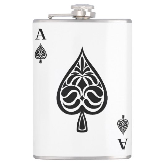 Ace Pipe Black and White Playing Card Flachmann (Vorderseite)