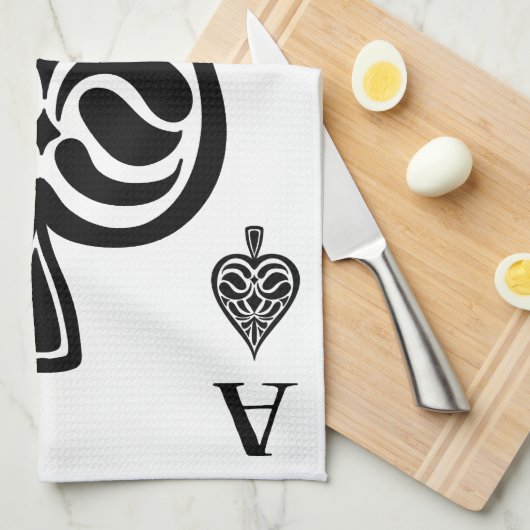 Ace Pipe Black and White Playing Card Geschirrtuch (Viertel Falte)
