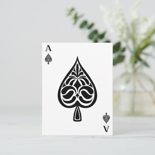 Ace Pipe Black and White Playing Card Postkarte (Stehend Vorderseite)