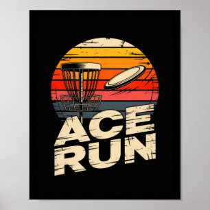 Ace Run Retro Disc Golf Sket Ace Run Sonnenunterga Poster