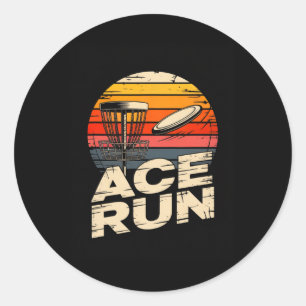 Ace Run Retro Disc Golf Sket Ace Run Sonnenunterga Runder Aufkleber