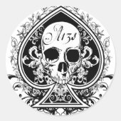 Ace Skull Runder Aufkleber (Vorderseite)