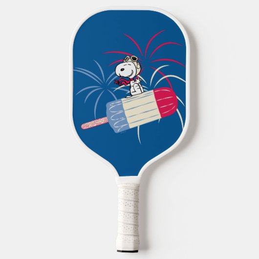 Ace Snoopy auf dem Eis-Pop Pickleball Schläger (Rückseite)
