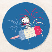 Ace Snoopy auf dem Eis-Pop Runder Pappuntersetzer (Vorderseite)