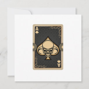 Ace Spades Skull Cards Poker Casino Player Gamblin Einladung
