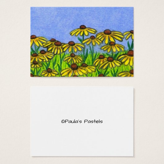 Aceo Art Card ~ Schwarz-mit Augen Susans-Blume (Vorne & Hinten)