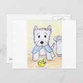 ACEO DRUCKWESTIE BATHTIME ORIGIANL POSTKARTE (Vorne/Hinten)
