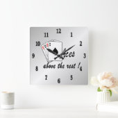 Aces Above the Rest Silver Quadratische Wanduhr (Zuhause)
