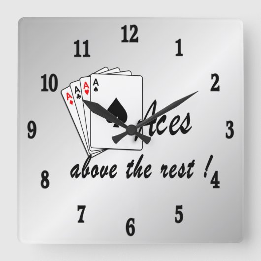 Aces Above the Rest Silver Quadratische Wanduhr (Vorderseite)