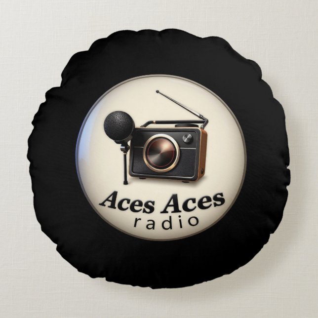 Aces-Aces-Retro Rundes Kissen (Vorderseite)