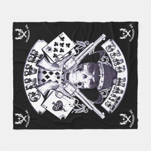 Aces and Aights Dead Man's Hand Cowboy Skull Fleecedecke (Vorderseite (Horizontal))