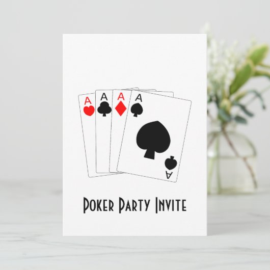 Aces Design Poker Party Einladung (Stehend Vorderseite)