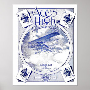 Aces High Biplane Aeronautic Sheet Music Cover Poster