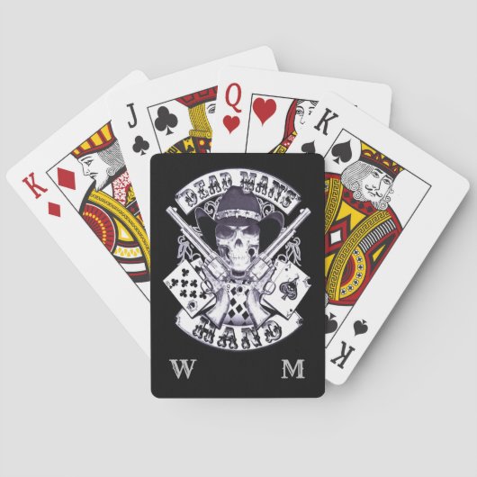 Aces n Acht Tote Hand Persönliches Monogramm Spielkarten (Rückseite)