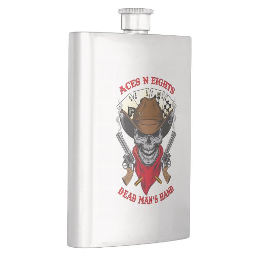 Aces n Acht Tote Mann Hand Cowboy Skull Flachmann (Rechts)