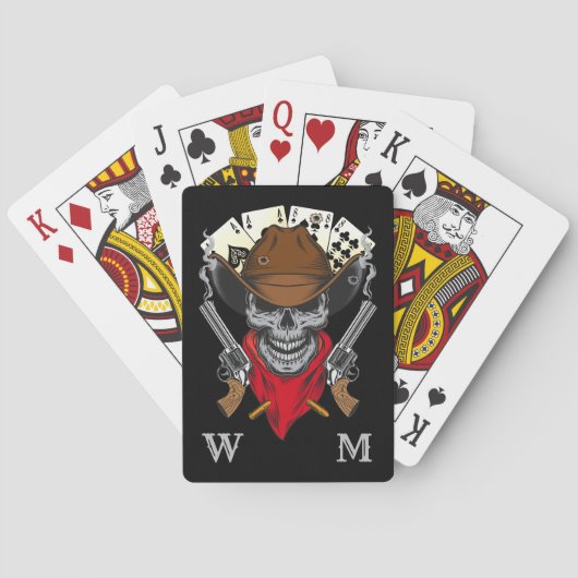 Aces n Aight Dead Man's Hand Cowboy Monogramm Spielkarten (Rückseite)