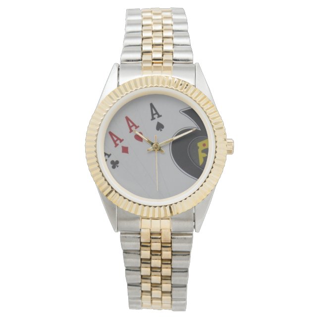 Aces Quads Poker Cards, Armbanduhr (Vorderseite)