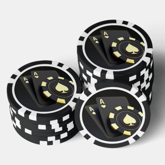 "Aces" schwarz Pokerchips (Stapel)