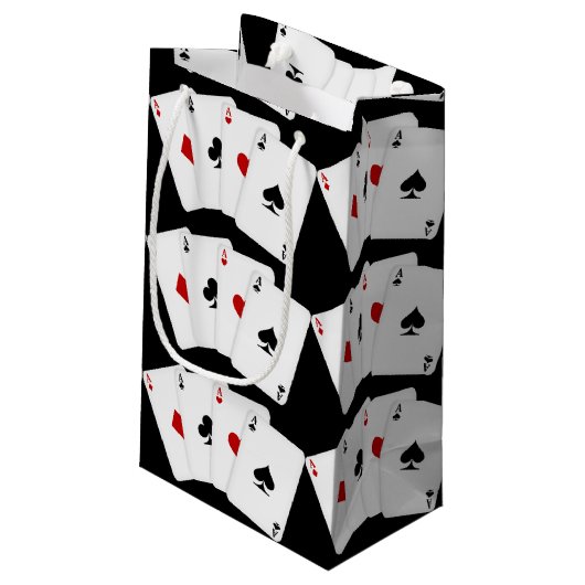 Aces Spielkarten gekachelt Spielen kleine Geschenk Kleine Geschenktüte (Rückseite Schrägansicht)
