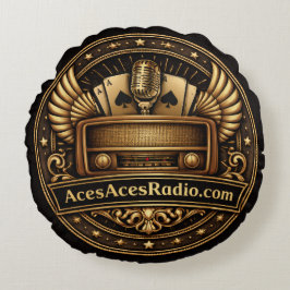 acesacesradio black and gold rundes kissen