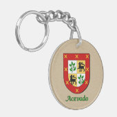 Acevado Family Shield und mexikanische Flagge Schlüsselanhänger (Vorderseite links)