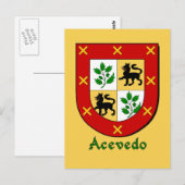 Acevedo Family Heraldic Shield Postkarte (Vorne/Hinten)